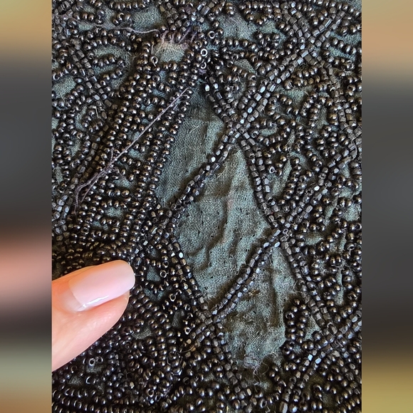 Micro beaded Black Antique Purse Wristlet or Belt Loop -  Handmade 1920s - - Picture 3 of 10